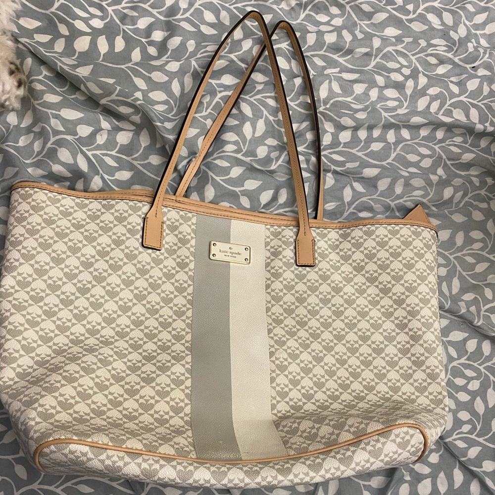 Kate Spade Kindred Gray & White tote bag